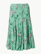 Marks & Spencer Floral Print Fit & Flare Skirt Mint Mix