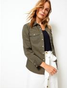 Marks & Spencer Pure Cotton Button Detailed Shirt Khaki