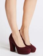 Marks & Spencer Block Heel Closed Toe Court Shoes Oxblood