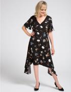Marks & Spencer Printed Hanky Hem Tunic Midi Dress Black Mix