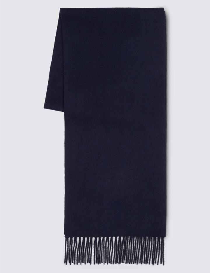 Marks & Spencer Pure Cashmere Fringe Trim Scarf Navy