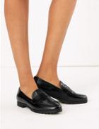 Marks & Spencer Punch Detail Cleat Sole Loafers Black