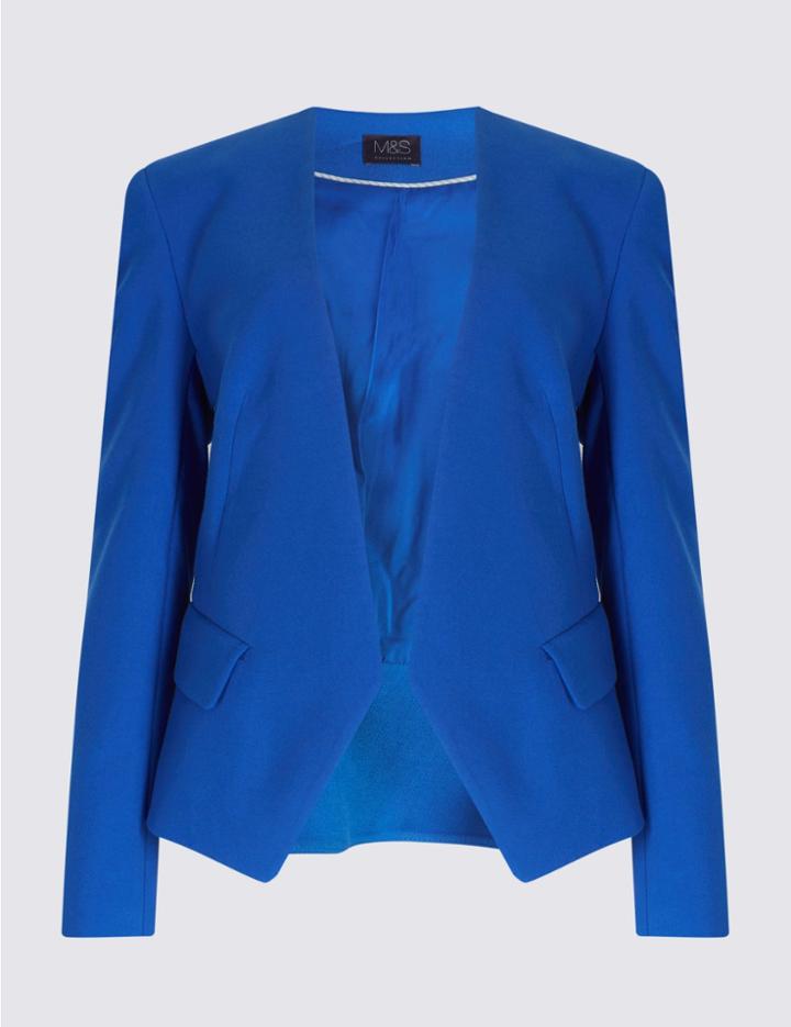 Marks & Spencer Open Front Collarless Blazer Blue