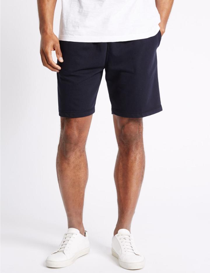 Marks & Spencer Elastic Waist Sweat Shorts Navy