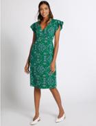 Marks & Spencer Floral Print Swing Dress Green Mix