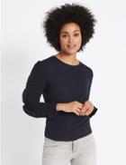 Marks & Spencer Round Neck Ruffle Sleeve Sweatshirt Navy