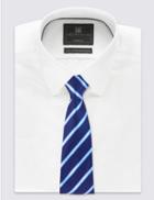 Marks & Spencer Pure Silk Striped Tie Rich Blue