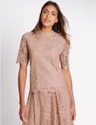 Marks & Spencer Cotton Blend Lace Short Sleeve Shell Top Blush