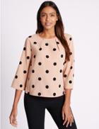 Marks & Spencer Spotted 3/4 Sleeve Shell Top Pink Mix