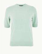 Marks & Spencer Textured Round Neck Short Sleeve Knitted Top Light Mint