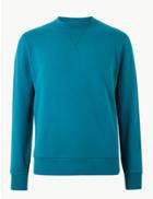 Marks & Spencer Pure Cotton Crew Neck Sweatshirt Teal