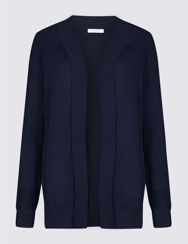 Marks & Spencer Pure Cotton Longline Cardigan Navy