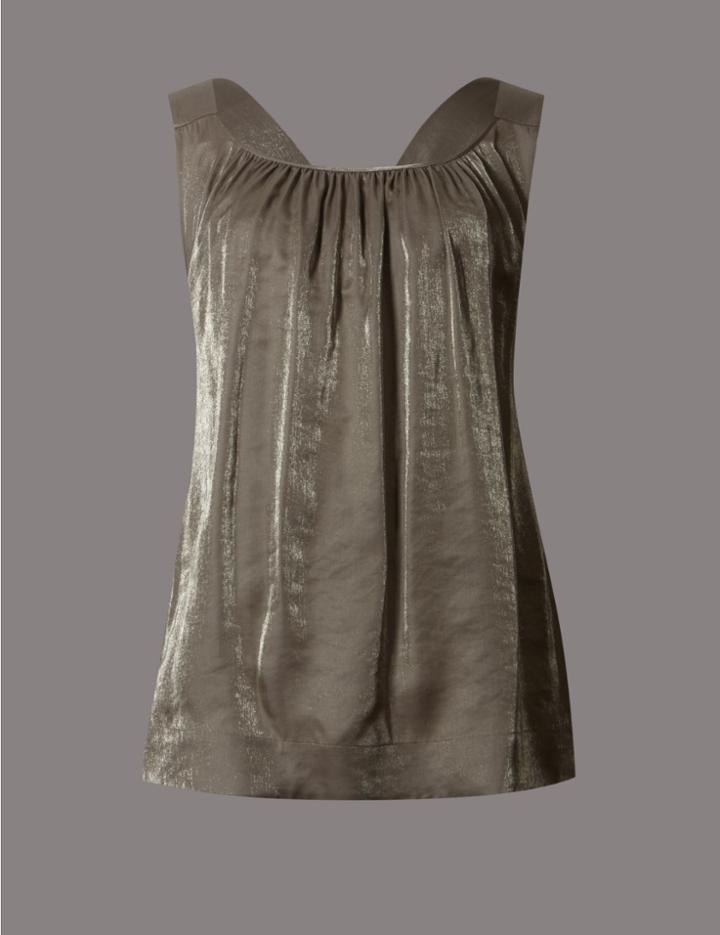 Marks & Spencer Square Neck Sleeveless Vest Top Antique Gold