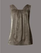 Marks & Spencer Square Neck Sleeveless Vest Top Antique Gold