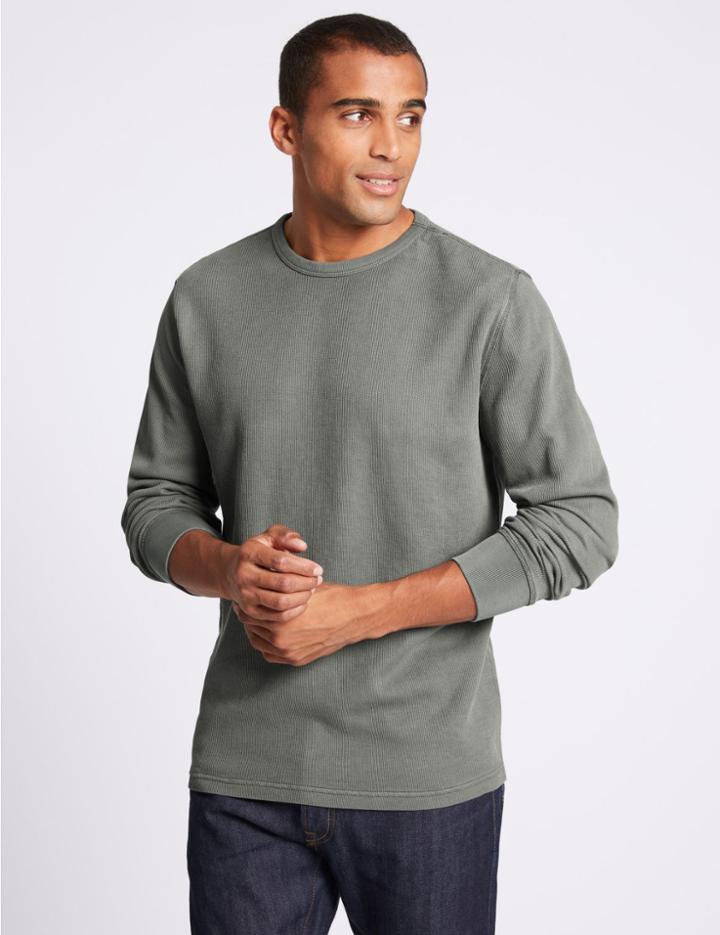 Marks & Spencer Slim Fit Pure Cotton Sweatshirt Grey