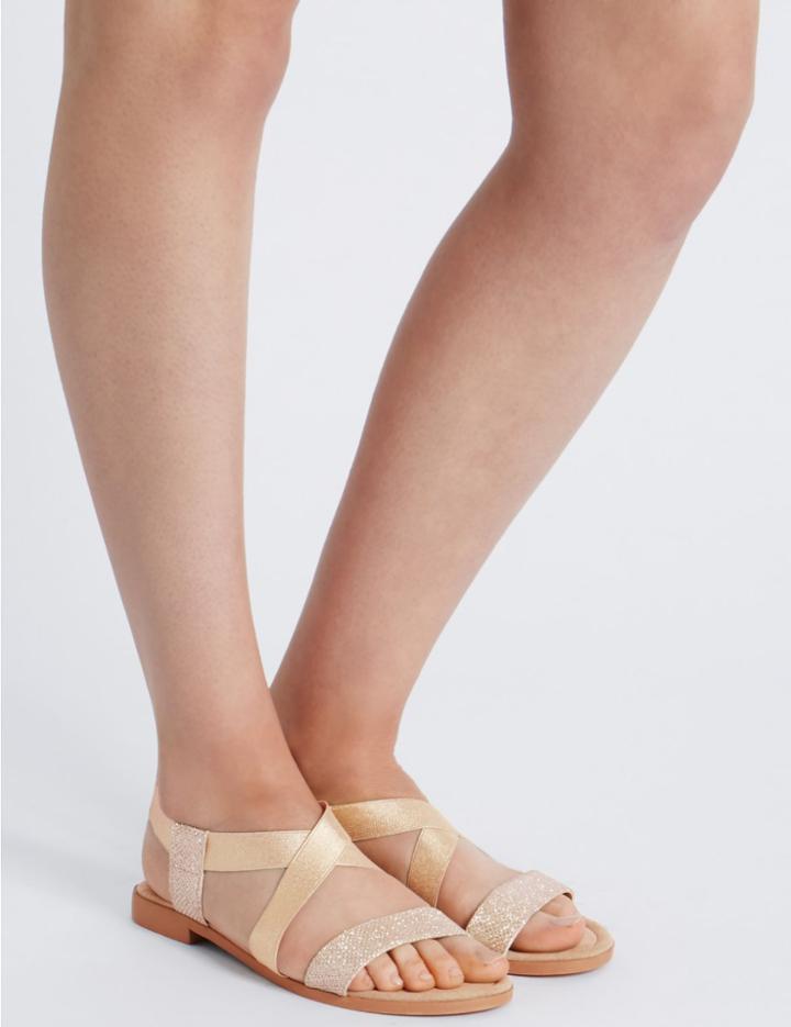 Marks & Spencer Bling Elastic Sandals Nude