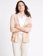 Marks & Spencer Open Front 3/4 Sleeve 2 Pocket Cardigan Medium Apricot