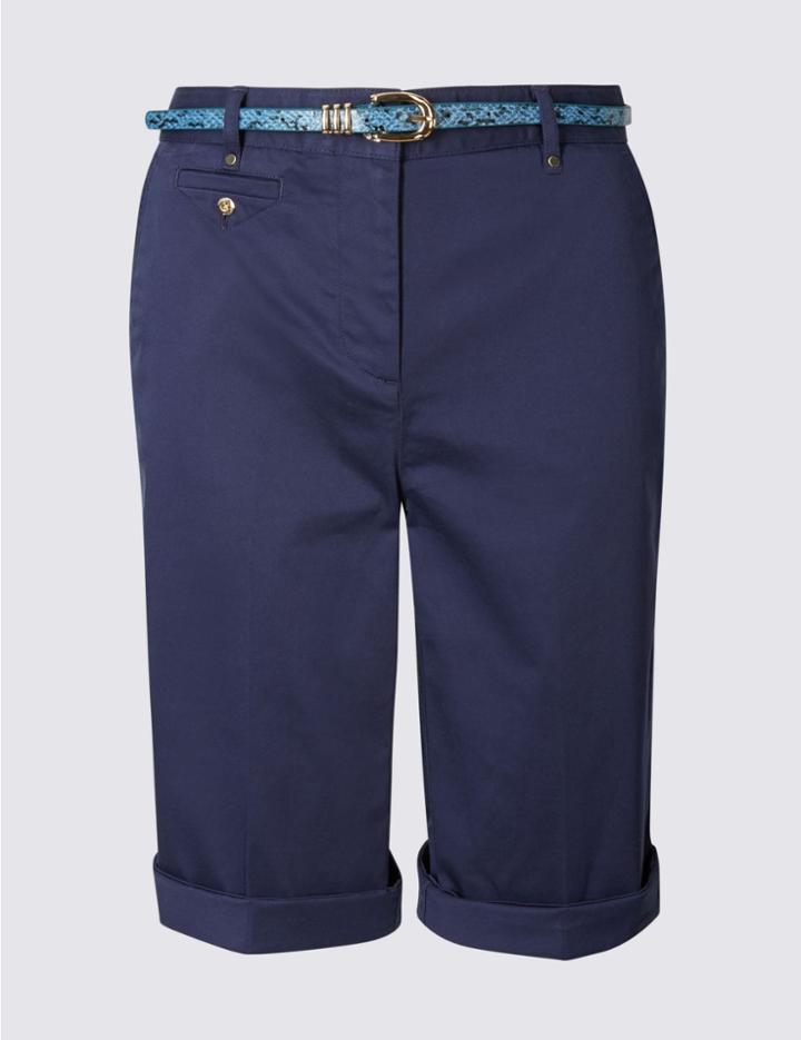 Marks & Spencer Cotton Rich Chino Shorts Navy