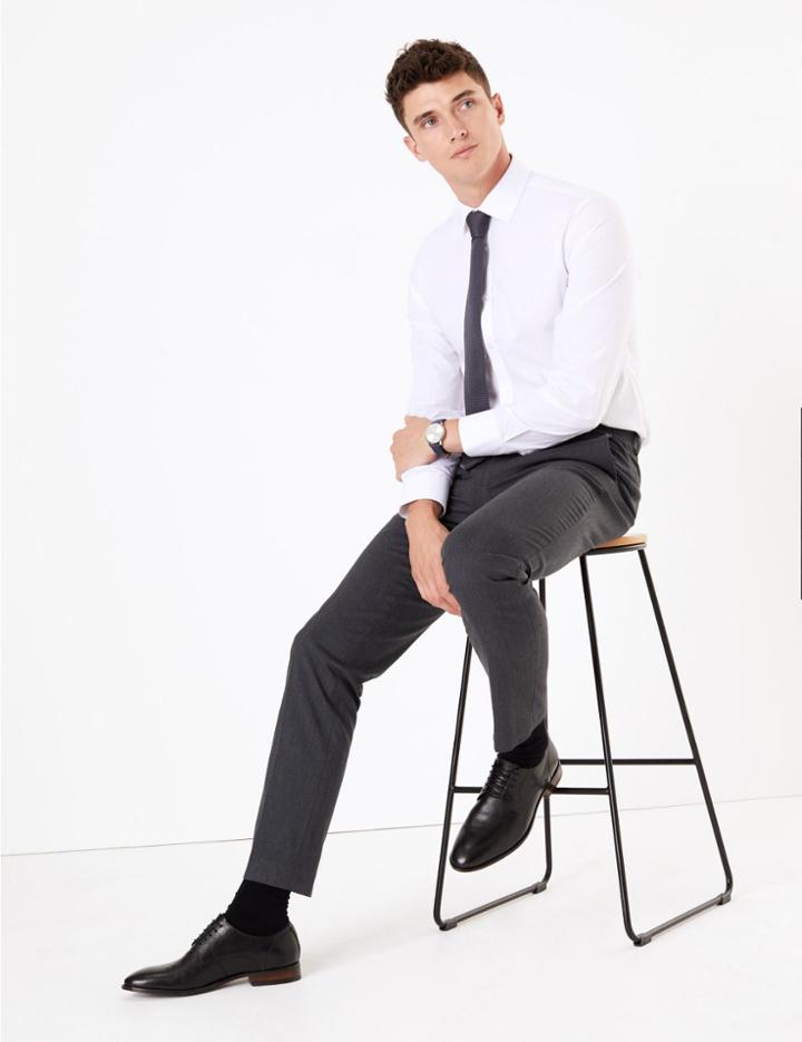 Marks & Spencer Slim Fit Trousers With Stretch Neutral