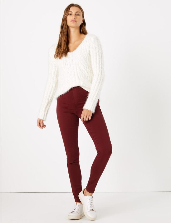 Marks & Spencer High Waist Super Skinny Jeggings Claret