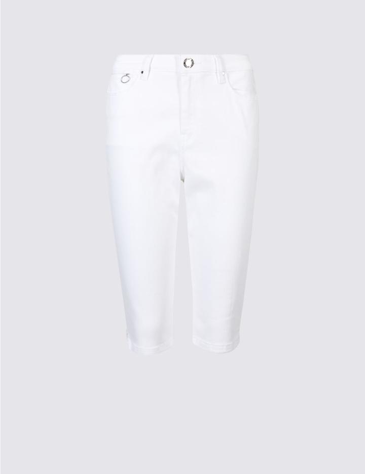 Marks & Spencer Peddle Pusher Roma Rise Denim Shorts Soft White