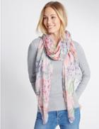 Marks & Spencer Pretty Floral Print Scarf Pink Mix