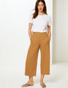 Marks & Spencer Textured Wide Leg Jersey Cropped Culottes Ochre