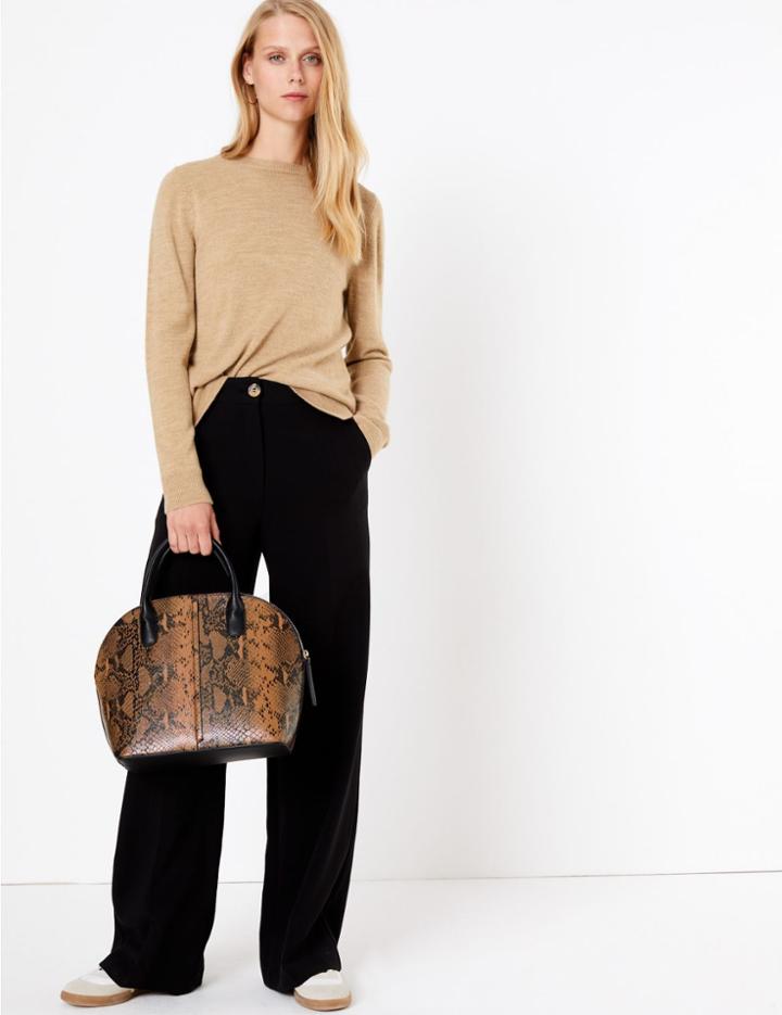 Marks & Spencer Animal Print Half Moon Tote Bag Chocolate Mix