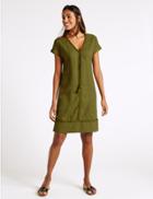 Marks & Spencer Linen Blend Shift Dress Khaki