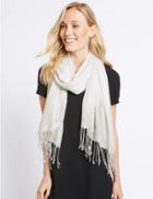 Marks & Spencer Sequin Striped Scarf Cream