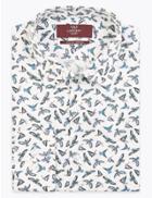 Marks & Spencer Tailored Fit Bird Print Easy To Iron Shirt White Mix
