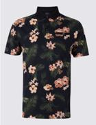 Marks & Spencer Slim Fit Pure Cotton Floral Design Polo Shirt Multi
