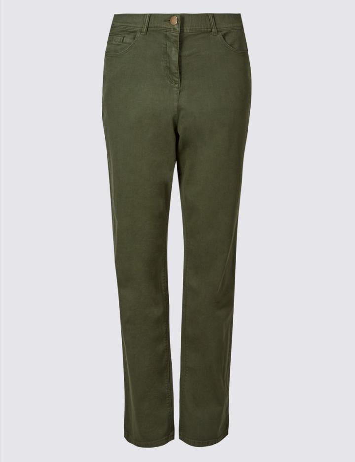 Marks & Spencer Mid Rise Straight Leg Jeans Khaki