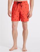 Marks & Spencer Palm Tree Embroidered Quick Dry Swim Shorts Coral Mix