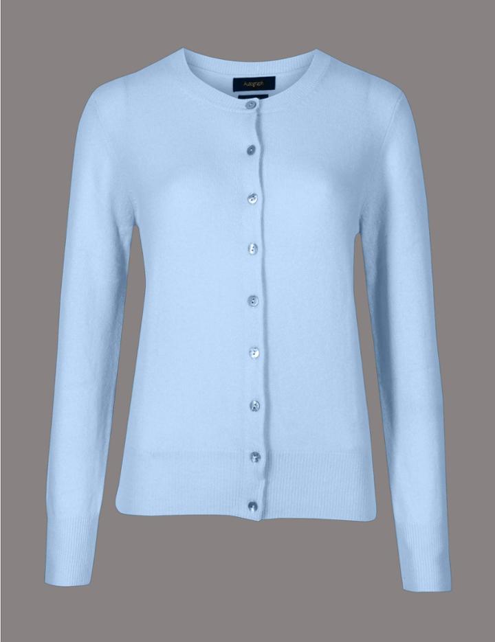 Marks & Spencer Pure Cashmere Button Through Cardigan Bluebell