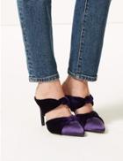 Marks & Spencer Velvet & Satin Knot Twist Stiletto Heel Mules Purple