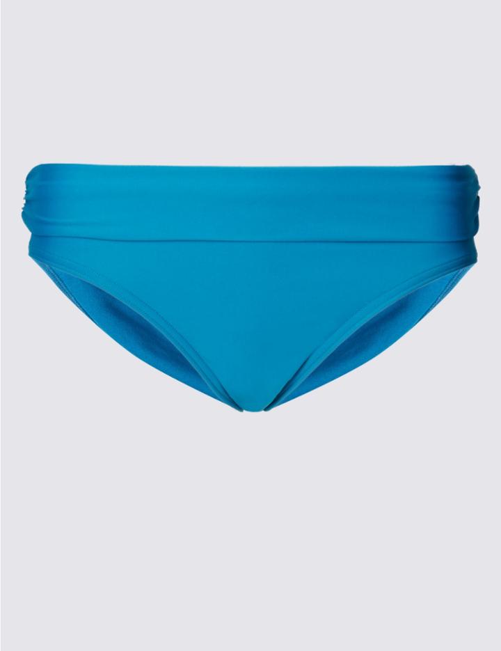 Marks & Spencer Roll Top Bikini Bottoms Dark Kingfisher