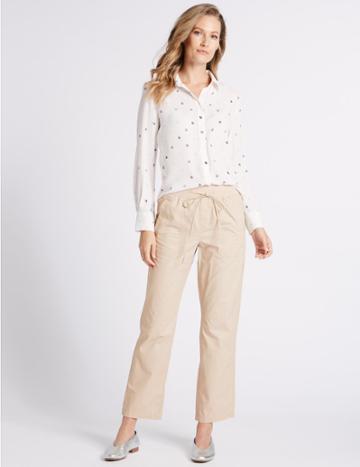 Marks & Spencer Pure Cotton Straight Leg Chinos Neutral