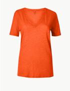 Marks & Spencer V-neck Short Sleeve T-shirt Mango