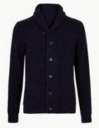 Marks & Spencer Shawl Neck Cardigan With Wool Navy