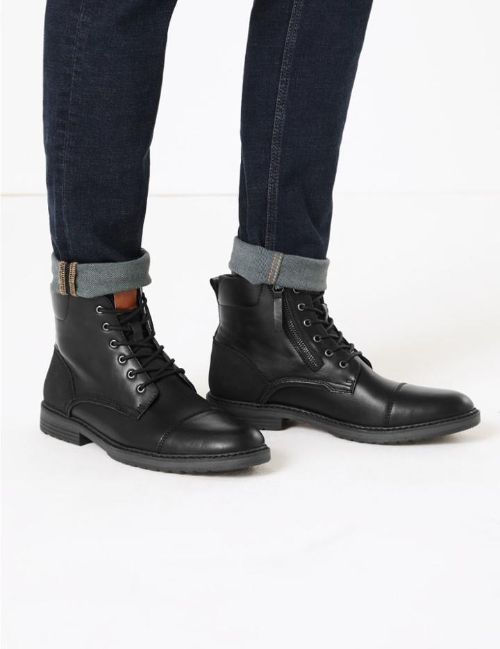 Marks & Spencer Lace-up Casual Boots Black