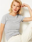 Marks & Spencer Fitted Round Neck Short Sleeve T-shirt Grey Marl
