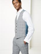 Marks & Spencer Grey Checked Skinny Fit Waistcoat Grey