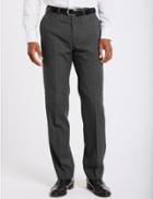 Marks & Spencer Grey Textured Regular Fit Trousers Grey