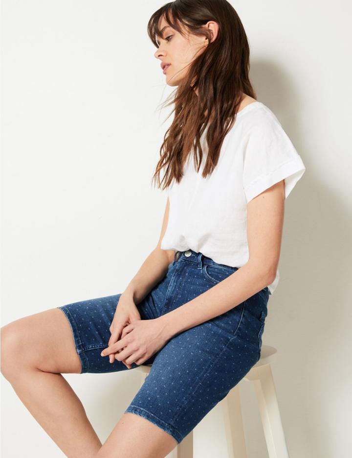Marks & Spencer Bermuda Knee Length Denim Shorts Medium Indigo