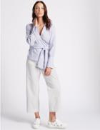 Marks & Spencer Cotton Rich Cropped Tapered Leg Trousers Cream