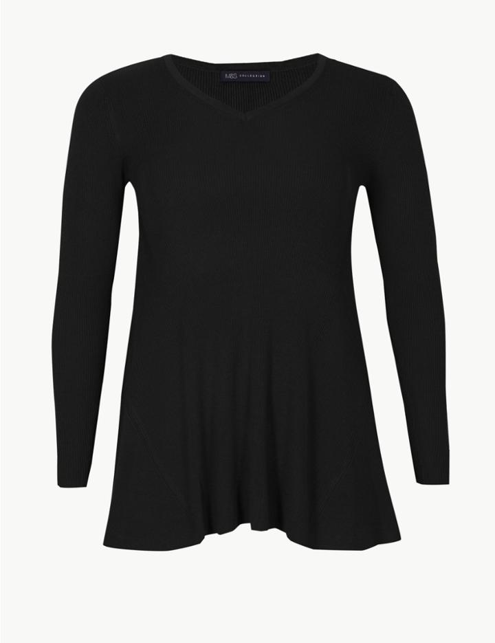 Marks & Spencer Curve Ribbed Round Neck Jumper Black