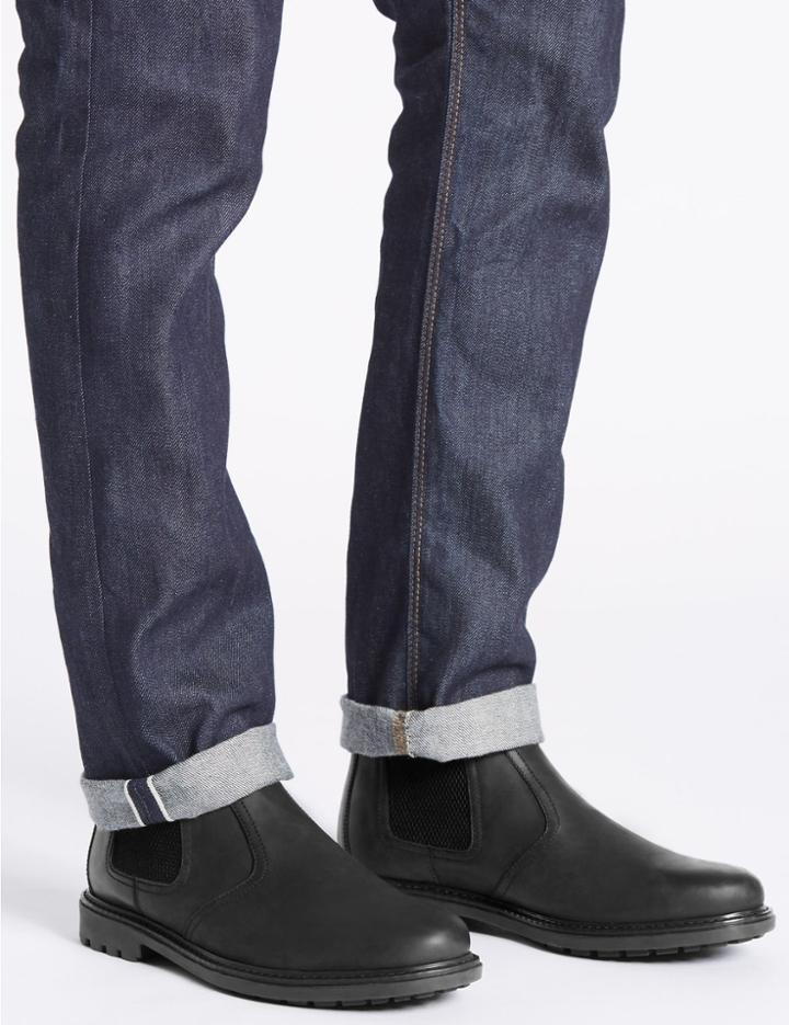 Marks & Spencer Leather Chelsea Slip-on Boots Black