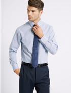 Marks & Spencer 2 Pack Cotton Blend Regular Fit Shirt With Tie Blue Mix