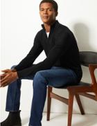 Marks & Spencer Pure Merino Wool Half Zipped Jumper Black